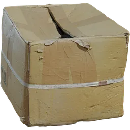 Realistic sealed cardboard box 3D model with detailed texture, suitable for Blender rendering and industrial scene creation.