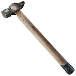 Highly-detailed vintage hammer 3D model with a textured wooden handle, suitable for Blender rendering and forge scenes.
