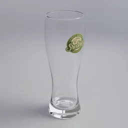 Detailed 3D model of a transparent 500ml glass mug with embossed logo, designed for Blender rendering.