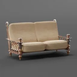 Wooden sofa (DOUBLE seater) jute type