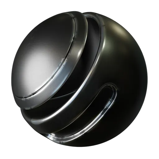 Shiny gun metal PBR texture with realistic aging and wear detail for Blender 3D material creation.