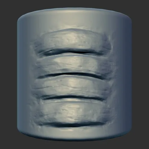 Detailed reptilian skin texture effect by 3D sculpting brush for creature modeling in Blender.