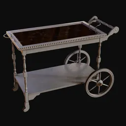 Mirror-Top Home Tea Cart