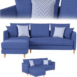 Blue Sofa with white pillow