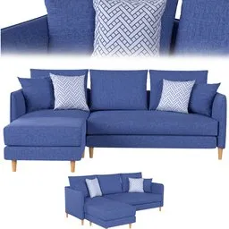 Blue Sofa with white pillow