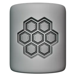 3D sculpting brush imprint with hexagonal details for high-resolution modeling in Blender.