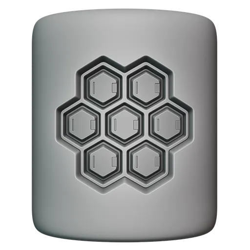 3D sculpting brush imprint with hexagonal details for high-resolution modeling in Blender.