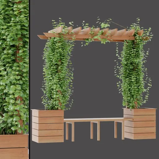 Wooden Vine Pergola Bench