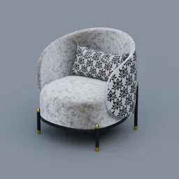 Patterned Velvet Tub Chair