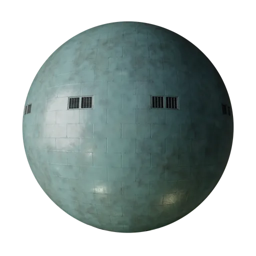 High-resolution PBR texture of a weathered painted cinder block wall suitable for Blender 3D and 3D modeling applications.