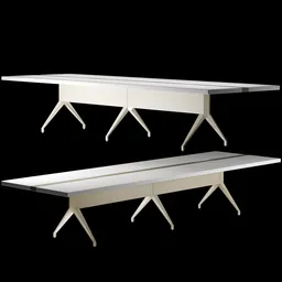 Sleek modern office table 3D model in white, ideal for corporate meeting room setups. Blender compatible.