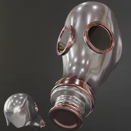 Detail-rich 3D gas mask model with high-quality metal textures, perfect for Blender war game designs.