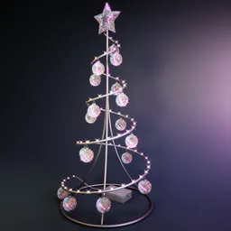 3D-rendered modern Christmas tree with illuminated star and baubles, designed for Blender rendering, showcasing festive lighting effects.