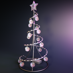 3D-rendered modern Christmas tree with illuminated star and baubles, designed for Blender rendering, showcasing festive lighting effects.