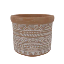 Highly detailed 3D model of a textured red clay vase with tribal patterns, perfect for Blender rendering.