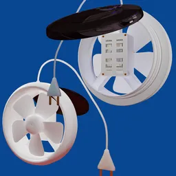 Detailed 3D rendering of an exhaust fan designed in Blender, showcasing its components and structure.