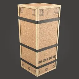 "Lowpoly Chipboard Cargo Box 3D Model - Perfect for Game Assets and Scene Props. Industrial Container with PBR Texture and Highly Detailed Rounded Forms. Created with Blender 3D Software."