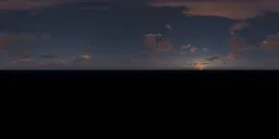 Dusk horizon with clouds HDR for 3D lighting, high-resolution 16k 32-bit image suitable for realistic scene illumination.