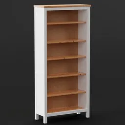 Detailed 3D Blender model of a tall wooden bookshelf with five shelves, designed for interior visualization.