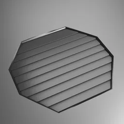 Detailed octagonal vent 3D model with slatted design, optimized for Blender, suitable for sci-fi settings.