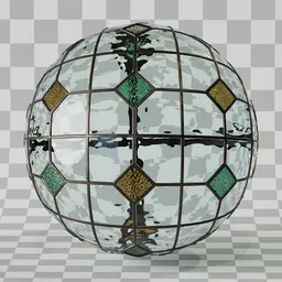 Diamond Grid Glass Panel Brown Green