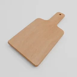 Highly detailed wooden cutting board 3D model, ideal for Blender rendering and kitchen scene setups.