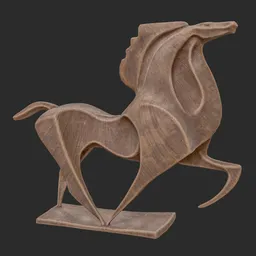 Horse abstract wood statue