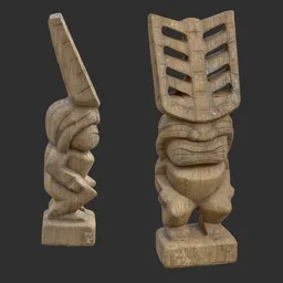 Tiki God Totem Obelisk Statue Moss Wood