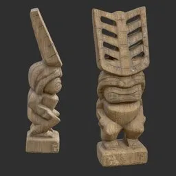 Tiki God Totem Obelisk Statue Moss Wood