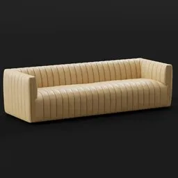 Modern Channel-Tufted Sofa – Sand