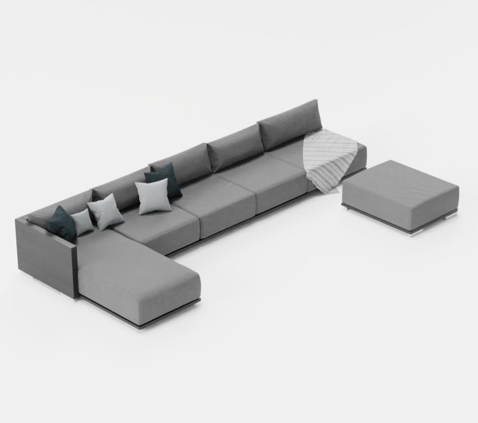 L Shape Couch With Pillows Sofas Models Blenderkit