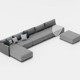 L shape couch with pillows