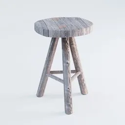 Medieval old wooden stool or chair