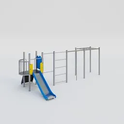 Workout playground tower with a slide