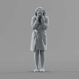 Lowpoly Female in bathrobe