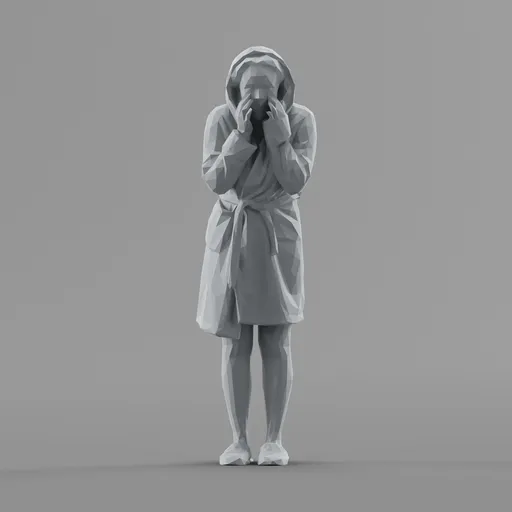 Lowpoly Female in bathrobe