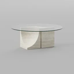 Glass and Travertine coffee Table