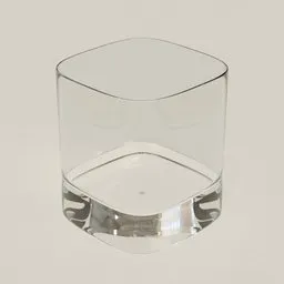 High-quality 3D model of clear glass tumbler with realistic 2K textures for Blender rendering.