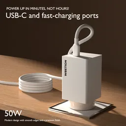 Charging adapter on table