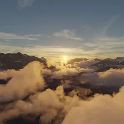 Cloudy Sunset Mountain Landscape