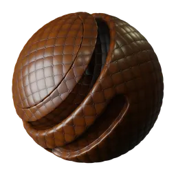 Realistic brown quilted leather texture, PBR ready for Blender 3D and various rendering applications.