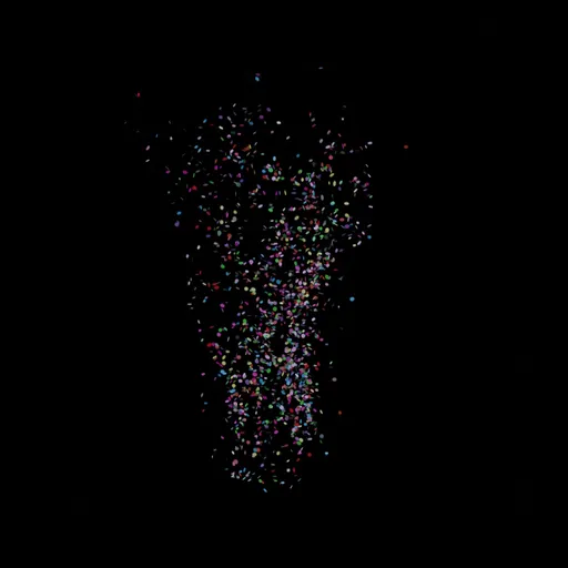 Confetti vertically thrown
