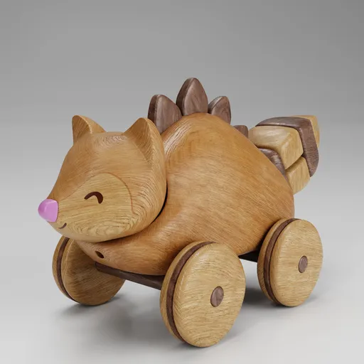 Cute Pull Along Wooden Dinosaur Toy