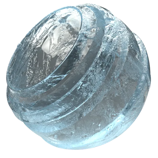 Realistic Blender 3D ice material thumbnail with imperfections, ideal for PBR workflows, featuring a single-node procedural shader.