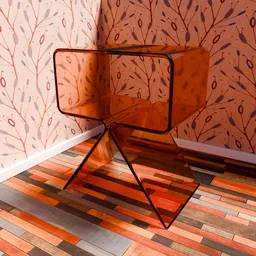 Orange Plastic/Glass Modern / Retro Seventies Side Table