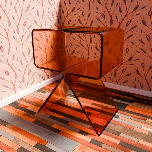 Orange Plastic/Glass Modern / Retro Seventies Side Table