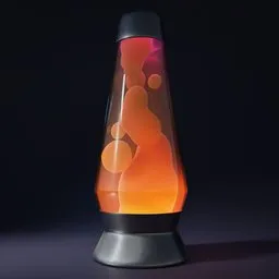 "Golden lava-lamp with small size and warm orange color, perfect for table lamps category in Blender 3D. Featuring a unique liquid interface and bump mapping, this model creates a 90s retro-futuristic vibe. Created by Roger Swainston, it's the perfect addition to any 'groovy' scene."