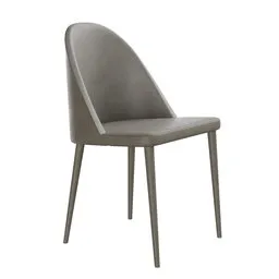 Contemporary 3D model of a rounded backrest dining chair with foam cushioning and sturdy iron frame in Blender format.