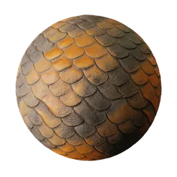 Highly detailed PBR texture of burnt orange dragon scales for 3D modeling in Blender and similar software.