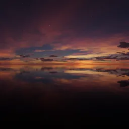 Orange Clouds Sky over Ocean